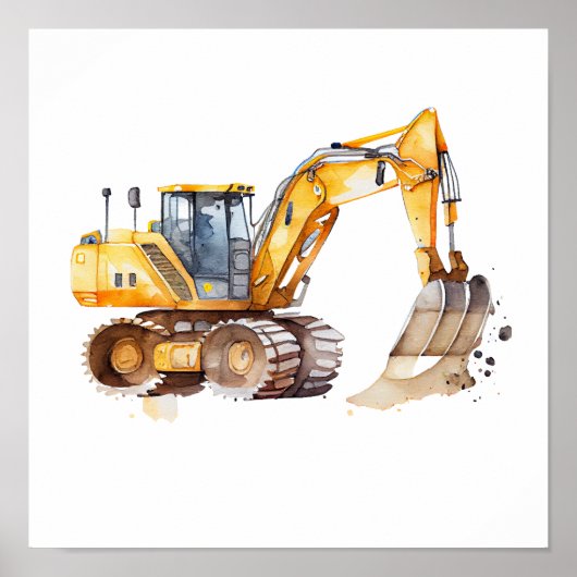 Graafwerktuig kunst aan de muur poster (Voorkant)