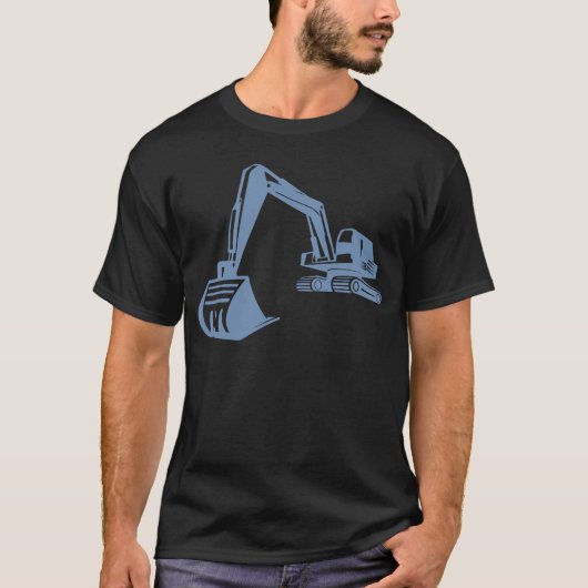 Graafwerktuig Silhouet, Nauwkeurig Ontwerp voor Zw T-shirt (Voorkant)