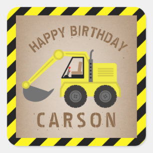 Graafwerktuigbouw Verjaardag Vierkante Sticker