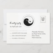 GRAAG ANTWOORDEN TROUWKAART zw/w YinYang duiven Ha Kaart (Achterkant)