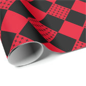 Graag-controlerbord rood en zwart gebuffel modern cadeaupapier (Rol Hoek)