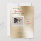 Graag een rode, gouden en groene feestdag fotokaar bedankkaart (Achterkant)