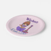 Graag kom je met echte Paarse Genie Girl Magic Bot Papieren Bordje (Gekanteld)