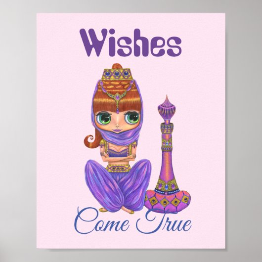 Graag kom je met echte Paarse Genie Girl Magic Bot Poster (Voorkant)
