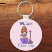 Graag kom je met echte Paarse Genie Girl Magic Bot Sleutelhanger (Voorkant)