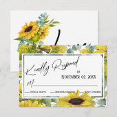 Graag reageren Zonnebloem en Eucalyptus rand RSVP Kaartje (Voorkant / Achterkant)
