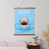 Graaiende haai met eigen tekst hangend wandkleed (Slaapkamer)