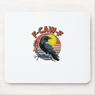 Graaiende Kraai F-Caw-F Retro Zonsondergang Volwas Muismat