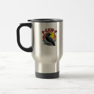 Graaiende Kraai F-Caw-F Retro Zonsondergang Volwas Reisbeker