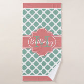 Graal en Mint Quatrefoil Monogram Bath Towel Badhanddoek (Badhanddoek)