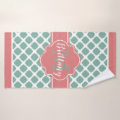 Graal en Mint Quatrefoil Monogram Bath Towel Badhanddoek (Badhanddoek)