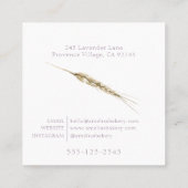 Graan en bloemen lavendel krans brood bakkerij vierkante visitekaartje (Achterkant)