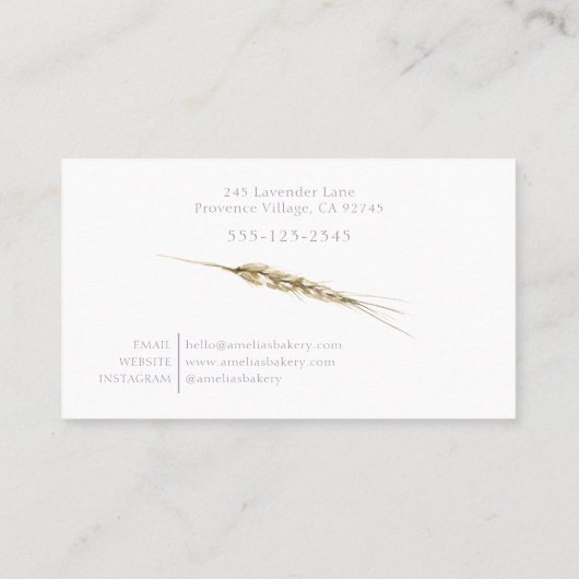 Graan en bloemen lavendel krans brood bakkerij visitekaartje (Achterkant)