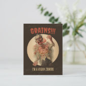 Graan Ik ben een vegan zombie grappige  horror Briefkaart (Staand voorkant)