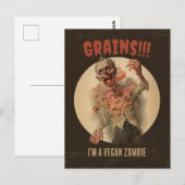 Graan Ik ben een vegan zombie grappige  horror Briefkaart (Voorkant / Achterkant)