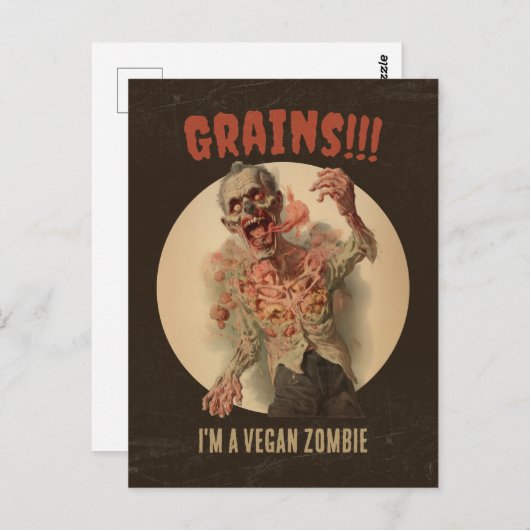 Graan Ik ben een vegan zombie grappige  horror Briefkaart (Voorkant / Achterkant)