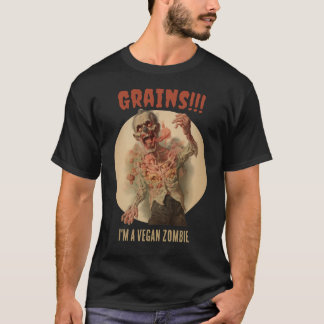 Graan Ik ben een vegan zombie grappige  horror T-shirt