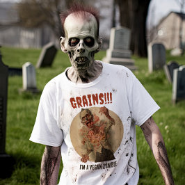 Graan Ik ben een vegan zombie grappige  horror T-shirt