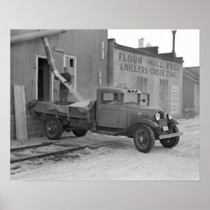 Graanbezorgingswagen, 1936. Oude foto Poster
