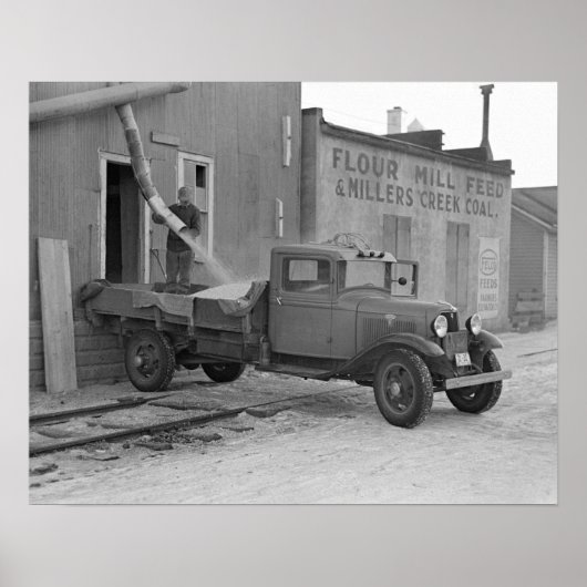 Graanbezorgingswagen, 1936. Oude foto Poster (Voorkant)