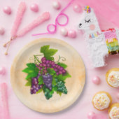 Graanbos rode druiven  perziken papieren bordje (Feest)