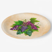 Graanbos rode druiven  perziken papieren bordje (Gekanteld)