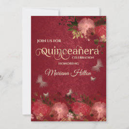 Graanrode vlinderbloemtuin Quinceañera Kaart