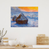 Graanschoven bij zonsondergang, Sneeuw Effect, Poster (Keuken)