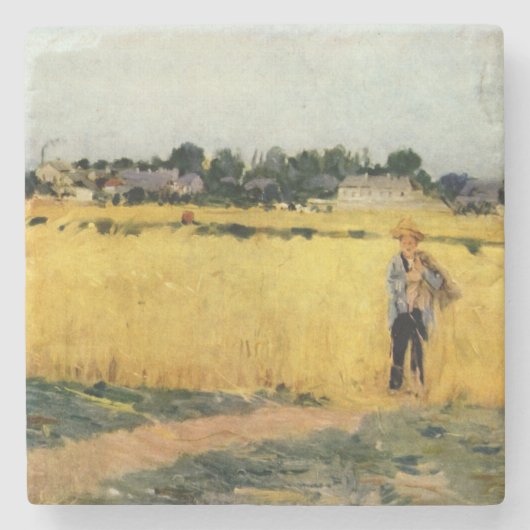 Graanveld (door Berthe Morisot) Stenen Onderzetter (Voorkant)