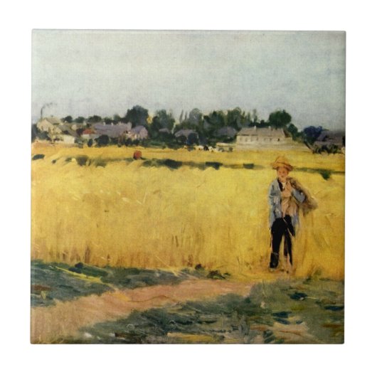 Graanveld (door Berthe Morisot) Tegeltje (Voorkant)