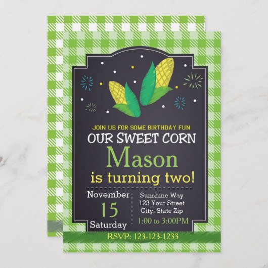 Graanverjaardagsuitnodiging Kaart (Voorkant / Achterkant)