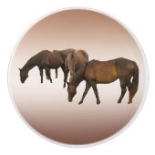 Graaspaarden Ceramic Knob. Keramische Knop (Voorkant)