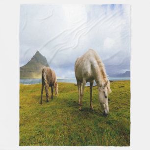 Graaspaarden Fleece Deken