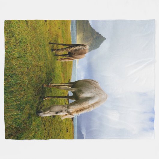 Graaspaarden Fleece Deken (Voorkant (Horizontaal))