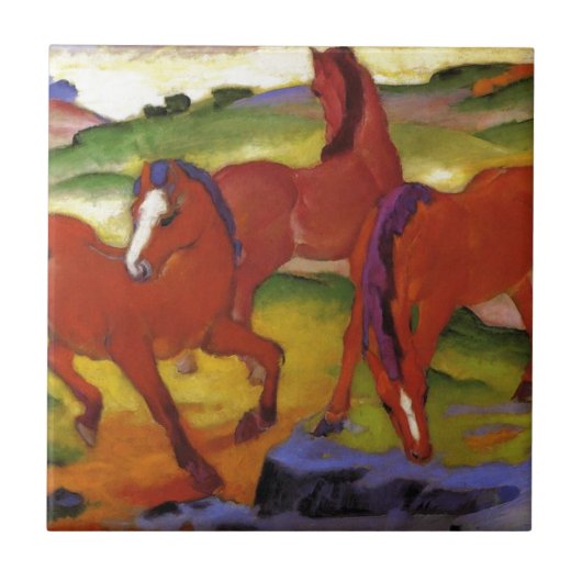 Graaspaarden IV (de rode paarden) door Franz Marc Tegeltje (Voorkant)