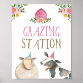 Graasstation Farm Animals Barn Girl Birthday Poster (Voorkant)