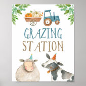 Graasstation Farm Animals Pumpkin Boy Birthday Poster (Voorkant)
