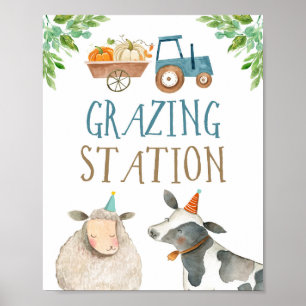 Graasstation Farm Animals Pumpkin Boy Birthday Poster