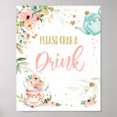 Grab a Drink Tea Party Baby Brewing Baby Shower Poster (Voorkant)