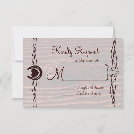 Grab je Boots Country Westerne RSVP-kaarten RSVP Kaartje (Voorkant)