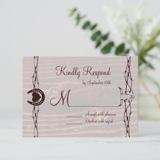 Grab je Boots Country Westerne RSVP-kaarten RSVP Kaartje (Staand voorkant)