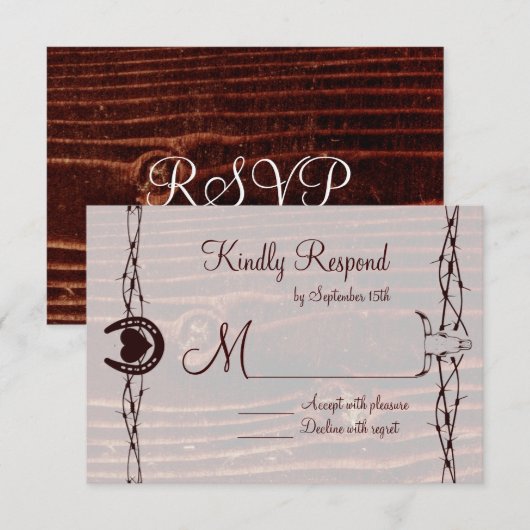 Grab je Boots Country Westerne RSVP-kaarten RSVP Kaartje (Voorkant / Achterkant)