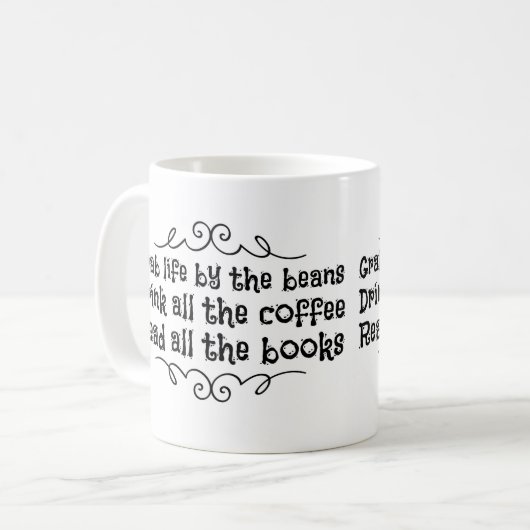 Grab Life by the Beans Coffee Mok (Voorkant links)