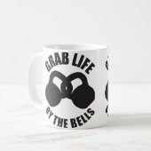 Grab Life by The Bells - Kettlebell Koffiemok (Voorkant links)
