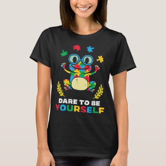 Grab this cute Puzzle Frog Dare To Be Yourself T-S T-shirt (Voorkant)
