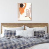 Graccieuze vrouw in witte jurk, neutrale pastel canvas afdruk (Insitu (Slaapkamer))