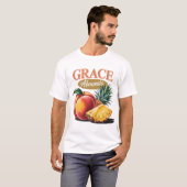 Grace Abounds Peach Pineapple Retro Faith T-shirt (Voorkant volledig)