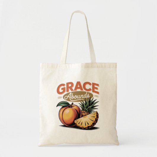 Grace Abounds Peach Pineapple Retro Faith T-shirt Tote Bag (Voorkant)