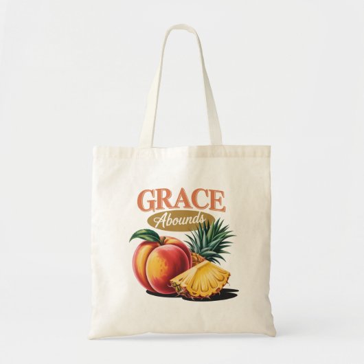 Grace Abounds Peach Pineapple Retro Faith T-shirt Tote Bag (Voorkant)