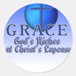 GRACE ACRONYM - GOD ' S RICHES IN CHRIST ' S KOSTE RONDE STICKER